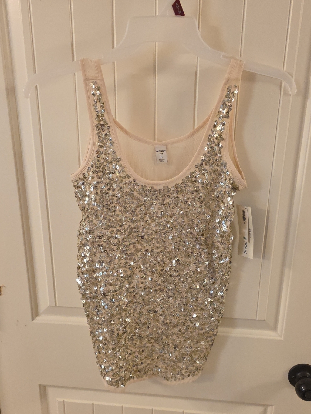 Old Navy Silver-Sequin Camisole with Blush Trim